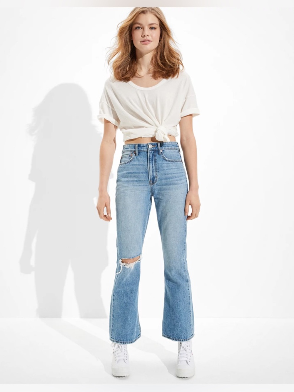 American Eagle Ripped Highest Rise '90s Flare Jeans